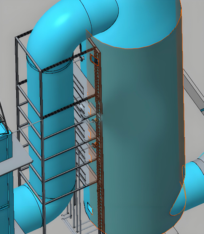 水泥窑头烟气急冷塔内部结构示意图